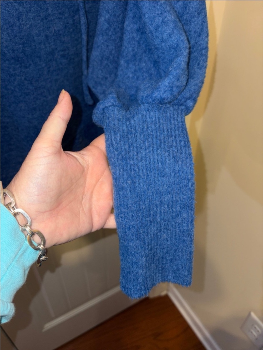 NWOT Zenana Outfitters Plush Blue Hoodie Sweater - Picture 6 of 7